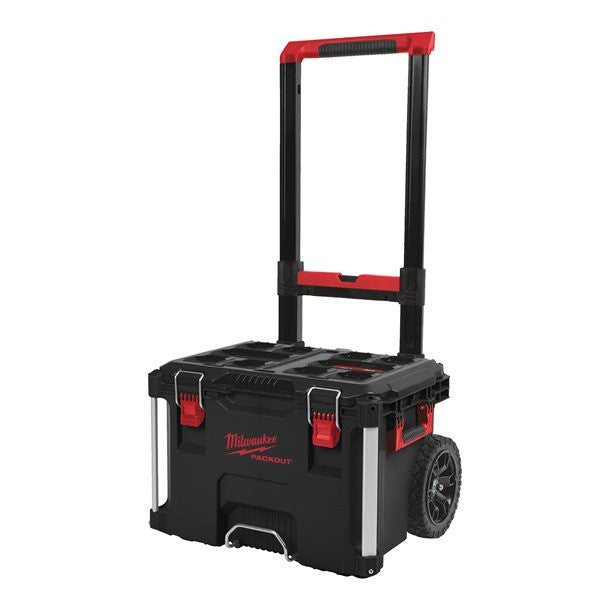 Conjunto especial con herramientas manuales + cargador + bateria + baúl con ruedas Milwaukee