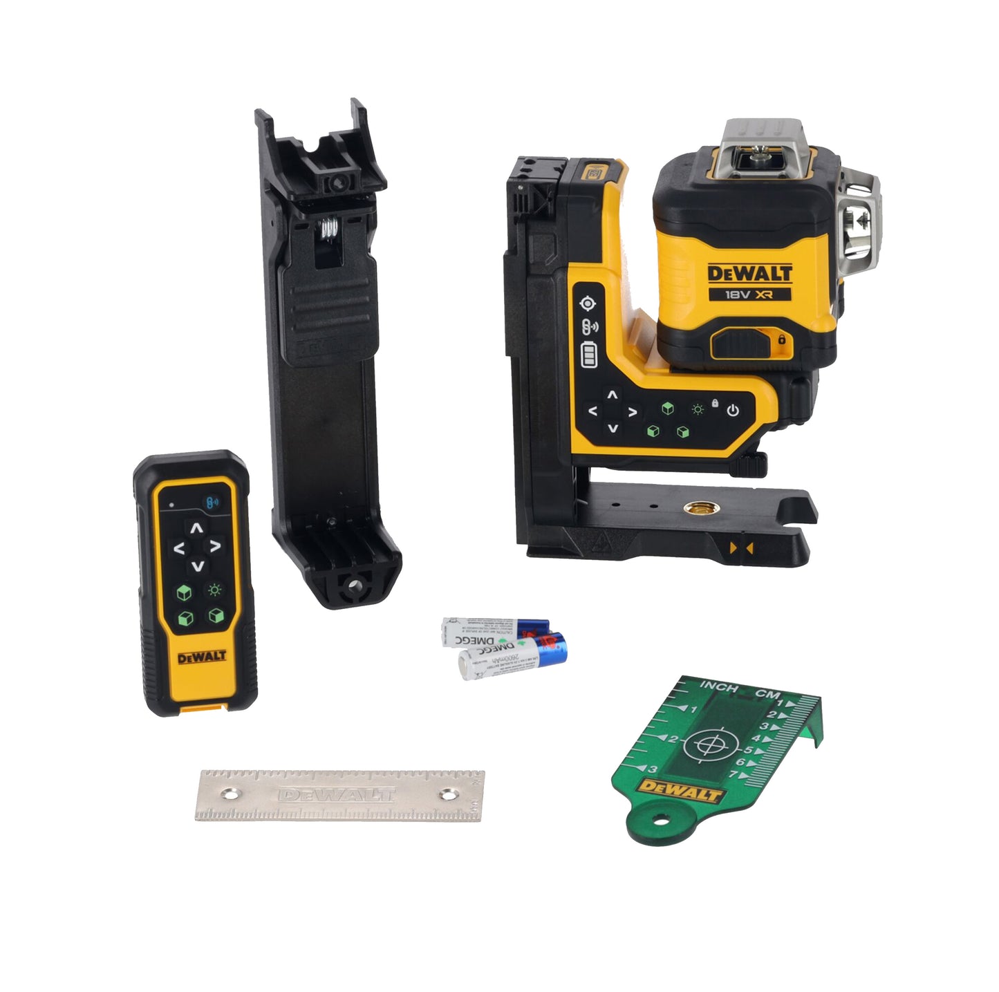 Niveau laser autonivelant vert Dewalt DCLE34035D1 avec télécommande, 3 lignes, 360° XR 18 V + batterie 2 Ah + chargeur
