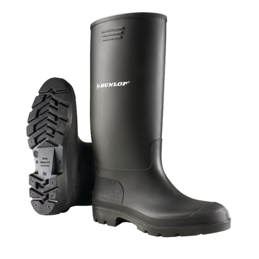 Dunlop 380PP zwarte PVC-regenlaarzen met hoge schacht