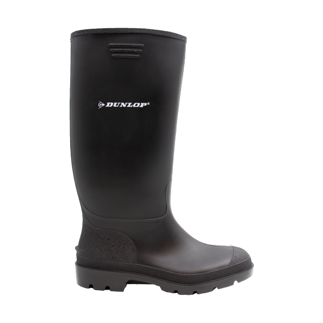 Dunlop 380PP zwarte PVC-regenlaarzen met hoge schacht