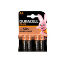 Verpakking met 4 Duracell Plus Power AA-alkalinebatterijen