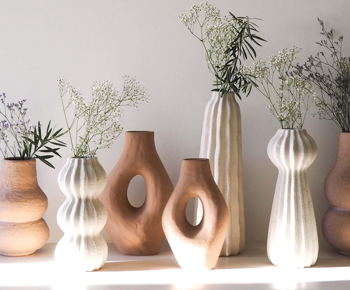 Jarrón decorativo de gres Kaduna blanco 30cm Andrea House