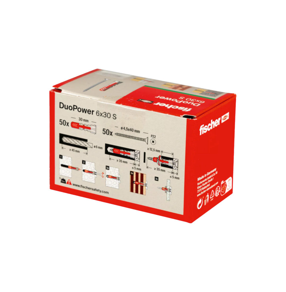 Fischer Duopower Plug 6x30S with Screw Box 50 pcs