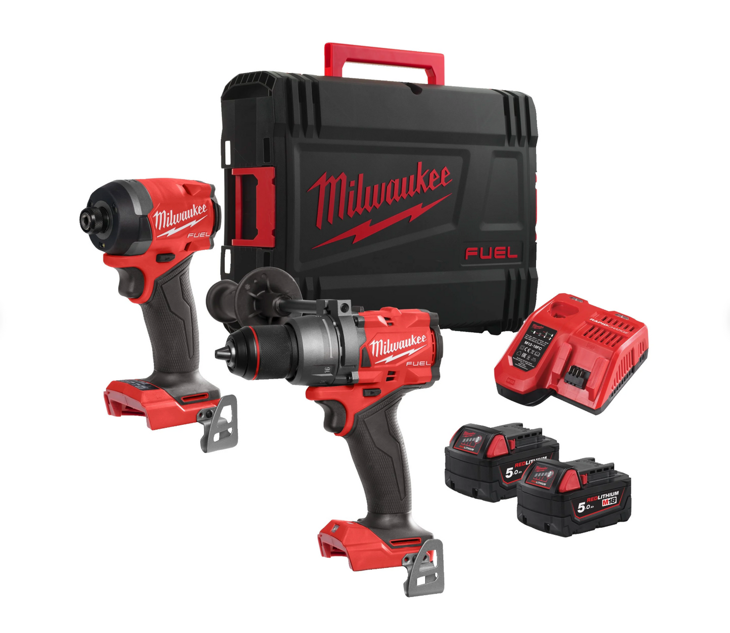 Powerpack M18 Boorhamer + Slagschroevendraaier + 2 accu's + Oplader + Koffer Milwaukee M18 FPP2A3-502X