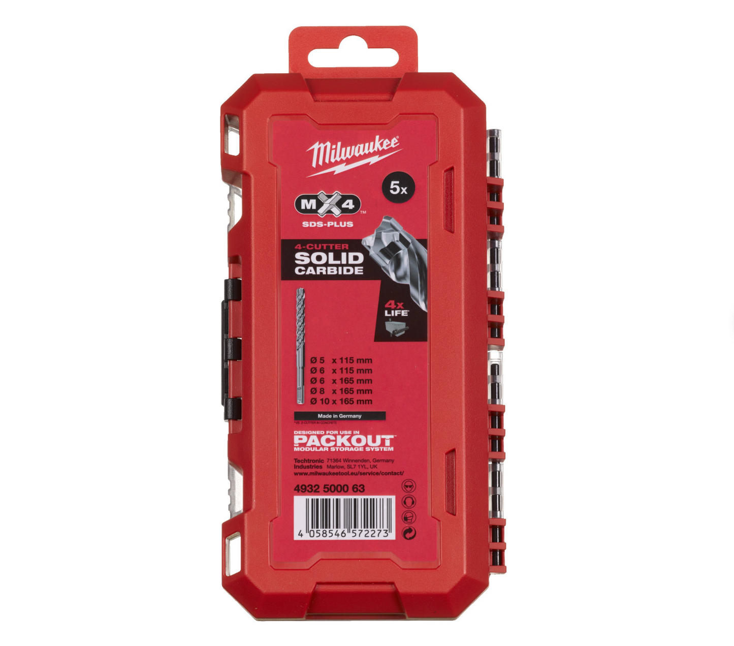 Set van 5 SDS-PLUS MX4-boren van Milwaukee