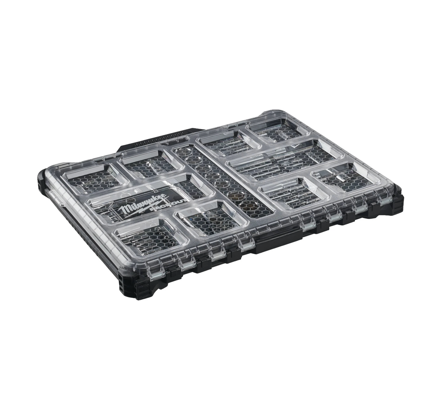 Coffret de douilles Milwaukee 63 pièces avec cliquet 1/4" et 1/2" et organiseur compact et mince