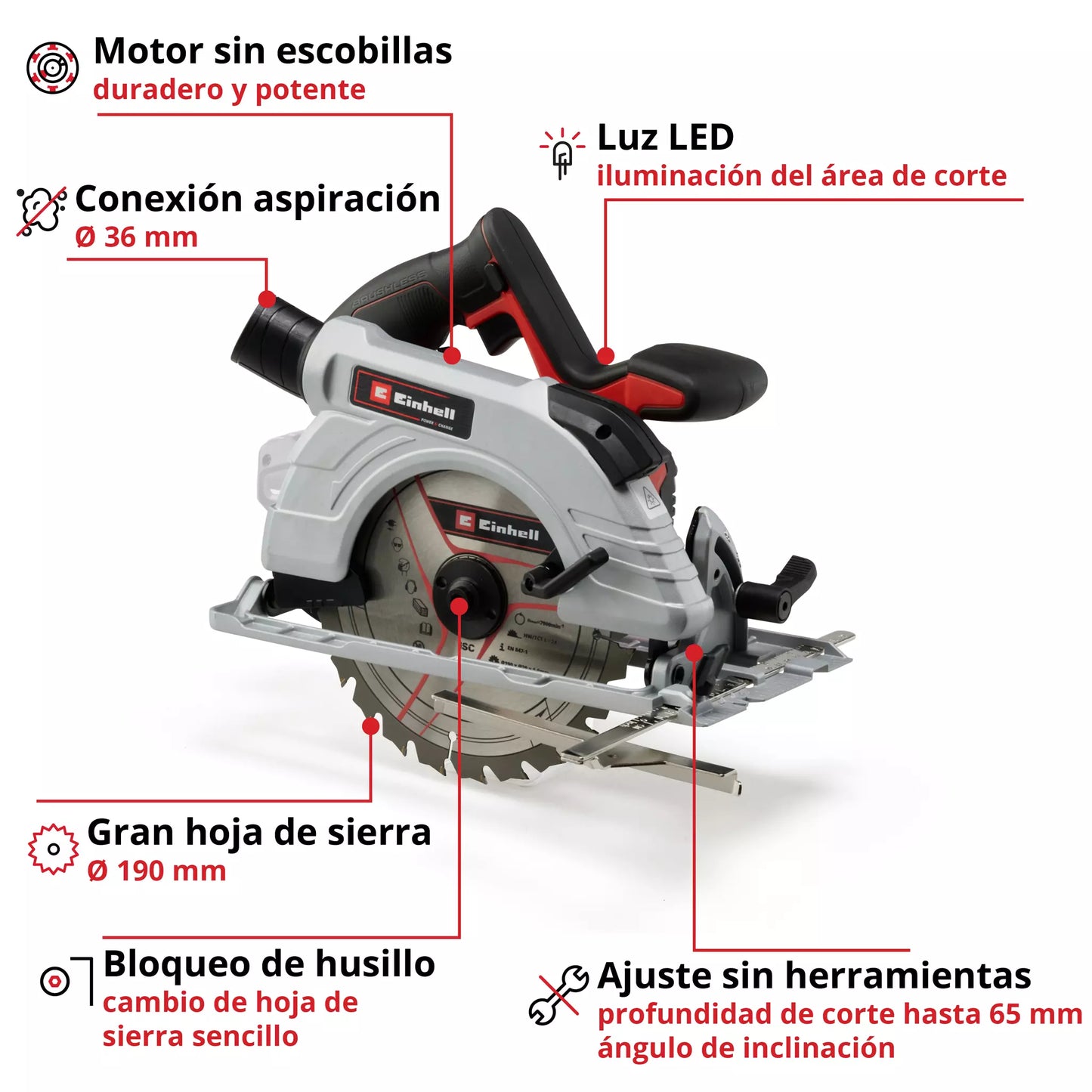 18V cirkelzaag 190 mm Einhell TP-CS 18/190 Li BL - Solo