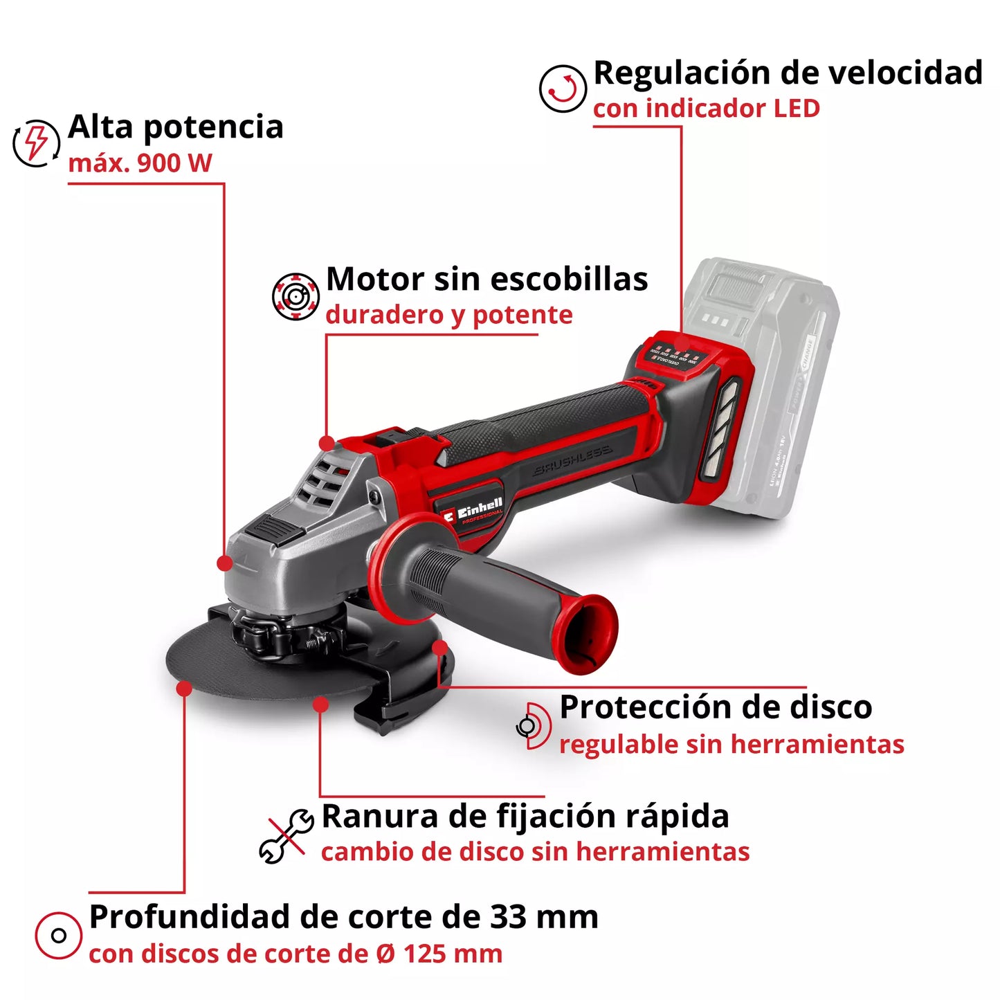 Meuleuse d'angle 125mm 18V Einhell TP-AG 18/125 CE Q