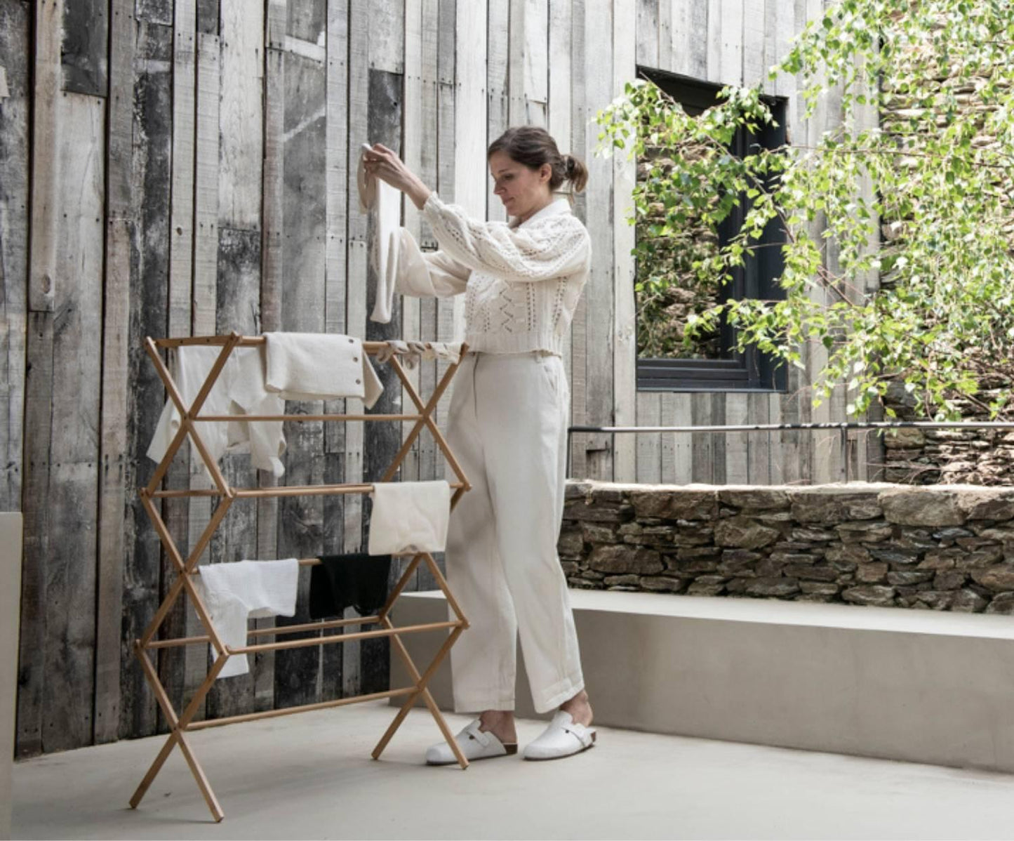 Tendedero plegable de bambú Andrea House