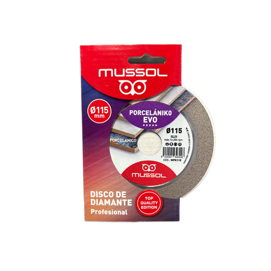 Diamantschijf voor porselein EVO 115 mm Mussol