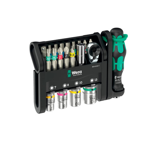 Outil modulaire Tool-Check 1 Compact, ensemble de 21 pièces avec cliquet et poignées Kraftform Wera 049000